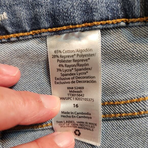 TIME & TRU Blue Medium Wash Straight Leg Jeans Stretch Comfort Casual Womens 16 - Picture 5 of 11